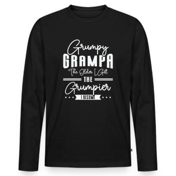Grumpy Grampa Vintage Typography Old Person Retro - Men's Premium Organic Long Sleeve Shirt - black - Front - Nico (187cm)
