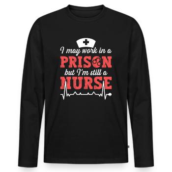Correctional Nurse Nursing Correction Officer - Men's Premium Organic Long Sleeve Shirt - black - Front - Nico (187cm)