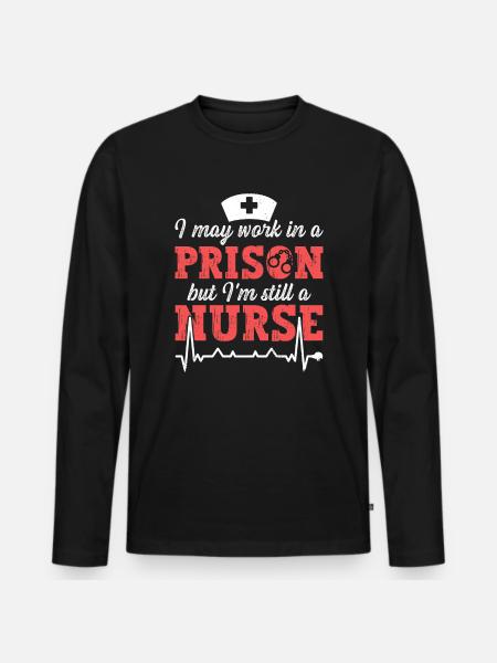 Infirmière infirmière en prison - T-shirt manches longues Premium bio Homme - noir