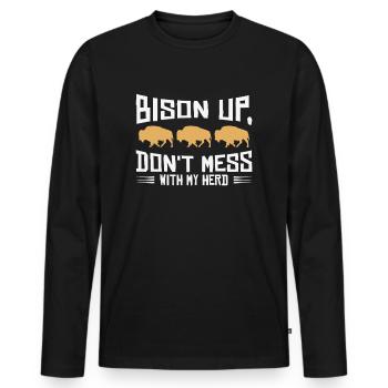 World Wildlife Day Retro Bison Wildlife Animal - Men's Premium Organic Long Sleeve Shirt - black - Front - Nico (187cm)
