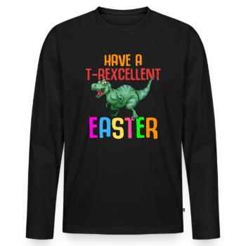 Easter T-rex Dinosaur Rabbit Easter Holiday - Men's Premium Organic Long Sleeve Shirt - black - Front - Nico (187cm)