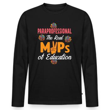 Paraprofessional Teacher Para Educator - Men's Premium Organic Long Sleeve Shirt - black - Front - Nico (187cm)