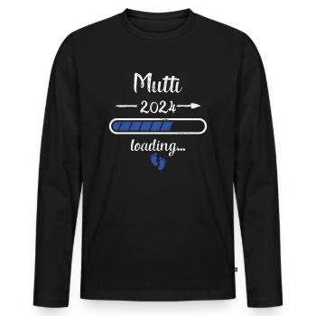 Mutti 2024 Loading Schwangerschaft Mutter Mutter - Männer Premium Bio Langarmshirt - Schwarz - Vorne - Nico (187cm)