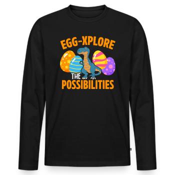 Easter T-rex Dinosaur Rabbit Easter Holiday - Men's Premium Organic Long Sleeve Shirt - black - Front - Nico (187cm)