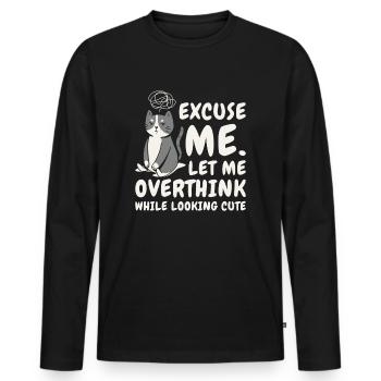 Katzenliebhaber Überdenker Haustier Überdenker - Männer Premium Bio Langarmshirt - Schwarz - Vorne - Nico (187cm)