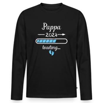 Pappa 2024 Loading Pregnancy Dad Father Birth - Men's Premium Organic Long Sleeve Shirt - black - Front - Nico (187cm)