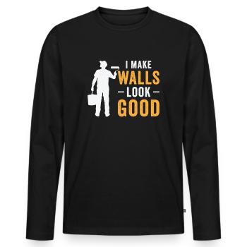 Painter Painting Professional Painter Master - Men's Premium Organic Long Sleeve Shirt - black - Front - Nico (187cm)