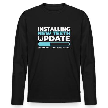 Installing Teeth Dental Work Oral Care Dentist - Men's Premium Organic Long Sleeve Shirt - black - Front - Nico (187cm)