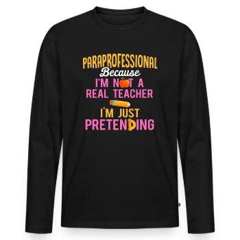 Paraprofessional Teacher Para Educator - Men's Premium Organic Long Sleeve Shirt - black - Front - Nico (187cm)