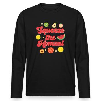 Vacances de Noël fruitées Saison hivernale saine - T-shirt manches longues Premium bio Homme - noir - Devant - Nico (187cm)