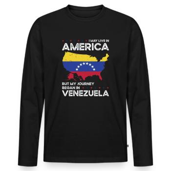 Geborener Venezolaner Venezuela Amerikaner USA - Männer Premium Bio Langarmshirt - Schwarz - Vorne - Nico (187cm)