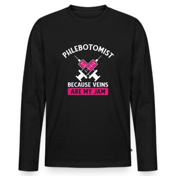 Phlebotomist Phlebotomie Krankenschwester Tech - Männer Premium Bio Langarmshirt - Schwarz - Vorne - Nico (187cm)