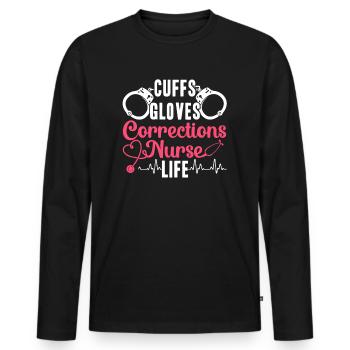 Correctional Nurse Nursing Correction Officer - Men's Premium Organic Long Sleeve Shirt - black - Front - Nico (187cm)