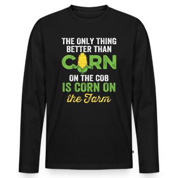 Corn Agriculture Crops Farming Farmer - Men's Premium Organic Long Sleeve Shirt - black - Front - Nico (187cm)