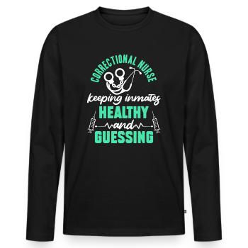 Correctional Nurse Nursing Correction Officer - Men's Premium Organic Long Sleeve Shirt - black - Front - Nico (187cm)