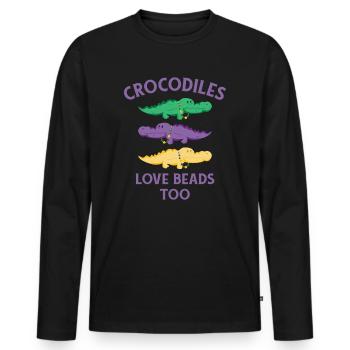 Mardi Gras Carnival Crocodile Beads Wildlife - Men's Premium Organic Long Sleeve Shirt - black - Front - Nico (187cm)