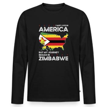 Geboren in Simbabwe Simbabwe Amerikaner USA - Männer Premium Bio Langarmshirt - Schwarz - Vorne - Nico (187cm)