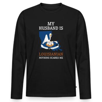 Rien ne me fait peur mari louisien - T-shirt manches longues Premium bio Homme - noir - Devant - Nico (187cm)