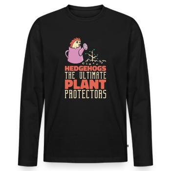 Gardening Hedgehog Planting Botany Garden - Men's Premium Organic Long Sleeve Shirt - black - Front - Nico (187cm)