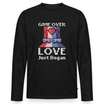 Valentinstag Gamer Spielende Videospiel-Paare - Männer Premium Bio Langarmshirt - Schwarz - Vorne - Nico (187cm)