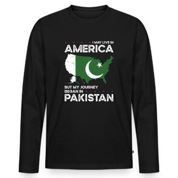 Born Pakistani Pakistan American USA Citizenship - Men's Premium Organic Long Sleeve Shirt - black - Front - Nico (187cm)