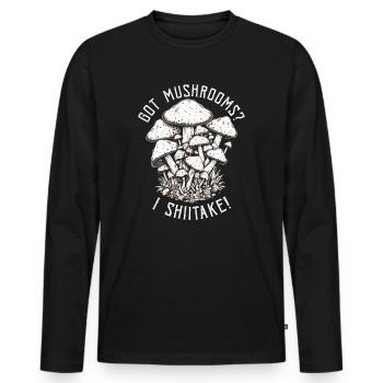 Shiitake Champignon Forêt Champignon Shiitake Moral Vegan Umami - T-shirt manches longues Premium bio Homme - noir - Devant - Nico (187cm)