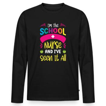 School Nurse Medical Nursing Nurse Appreciation - Men's Premium Organic Long Sleeve Shirt - black - Front - Nico (187cm)