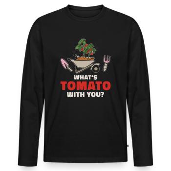 Tomate Jardinier Amoureux Drôle de Jardinier - T-shirt manches longues Premium bio Homme - noir - Devant - Nico (187cm)