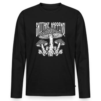 Shiitake Champignon Forêt Champignon Shiitake Moral Vegan Umami - T-shirt manches longues Premium bio Homme - noir - Devant - Nico (187cm)