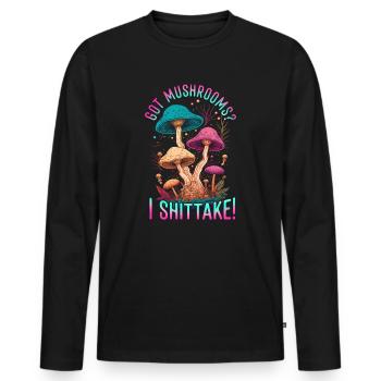 Shiitake Champignon Forêt Champignon Shiitake Moral Vegan Umami - T-shirt manches longues Premium bio Homme - noir - Devant - Nico (187cm)