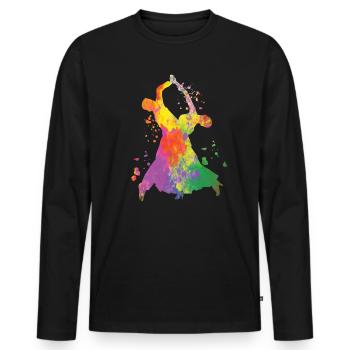 Danse de salon Slow Fox Quickstep - T-shirt manches longues Premium bio Homme - noir - Devant - Nico (187cm)