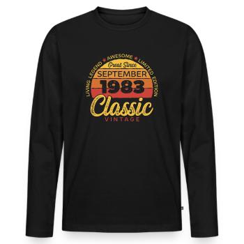 Retro 40 Jahre September 1983 Geburtstag Vintage - Männer Premium Bio Langarmshirt - Schwarz - Vorne - Nico (187cm)