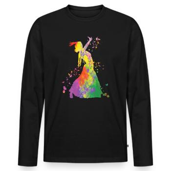 Flamenco woman with flamenco dress - Men's Premium Organic Long Sleeve Shirt - black - Front - Nico (187cm)