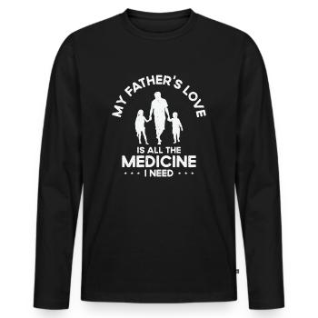 Best Medicine Father Love Grandpa Family - Men's Premium Organic Long Sleeve Shirt - black - Front - Nico (187cm)