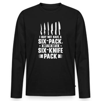 Collectionneur de couteaux Collecte de couteaux - T-shirt manches longues Premium bio Homme - noir - Devant - Nico (187cm)