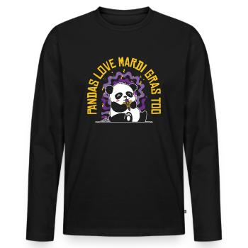 Mardi Gras Carnival Panda Mask Parade Costume - Men's Premium Organic Long Sleeve Shirt - black - Front - Nico (187cm)