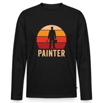 Painter Painting Professional Painter Master - Men's Premium Organic Long Sleeve Shirt - black - Front - Nico (187cm)