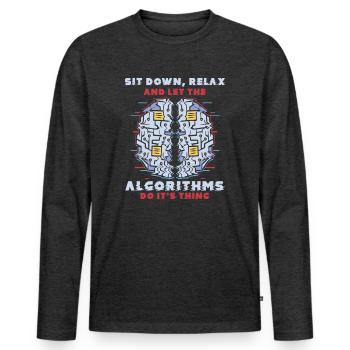 Algorithme informatique Programmeur Artificiel - T-shirt manches longues Premium bio Homme - anthracite chiné - Devant - Nico (187cm)