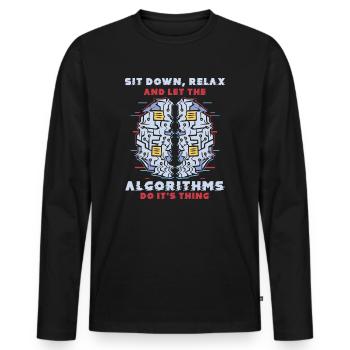 Algorithme informatique Programmeur Artificiel - T-shirt manches longues Premium bio Homme - noir - Devant - Nico (187cm)
