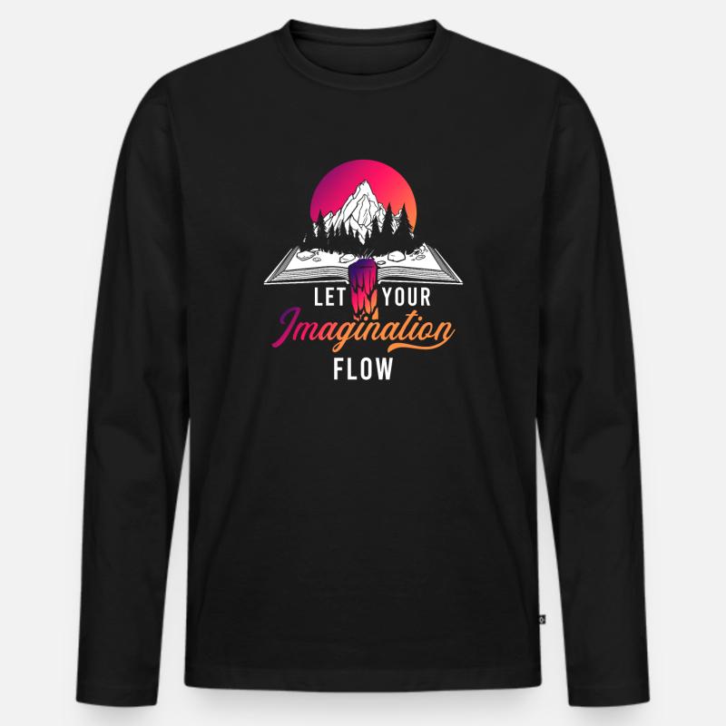 Space River Mountain Imagination - Männer Premium Bio Langarmshirt - Schwarz