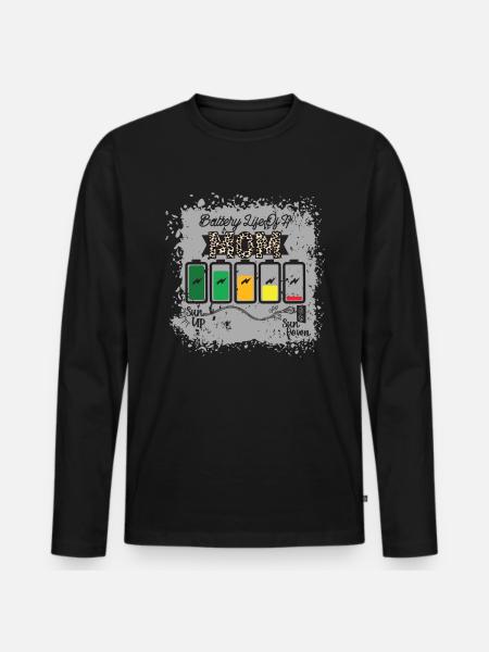 Batterielebensdauer Einer Mutter - Männer Premium Bio Langarmshirt - Schwarz