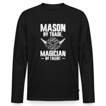 Bricklayer Brick Mason Masonry - Men's Premium Organic Long Sleeve Shirt - black - Front - Nico (187cm)