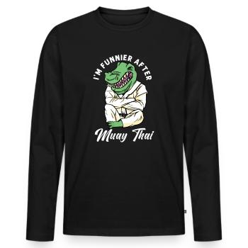 Muay Thai Coach Kickboxing Instructor Funny - Men's Premium Organic Long Sleeve Shirt - black - Front - Nico (187cm)