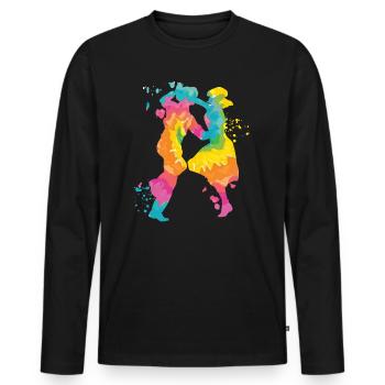 Danse Swing 60s Boogie Woogie - T-shirt manches longues Premium bio Homme - noir - Devant - Nico (187cm)