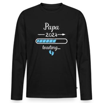 papa 2024 magasin grossesse naissance - T-shirt manches longues Premium bio Homme - noir - Devant - Nico (187cm)
