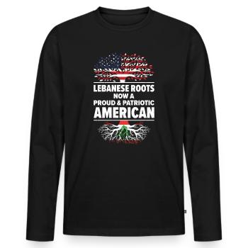 Né Liban Liban États-Unis - T-shirt manches longues Premium bio Homme - noir - Devant - Nico (187cm)