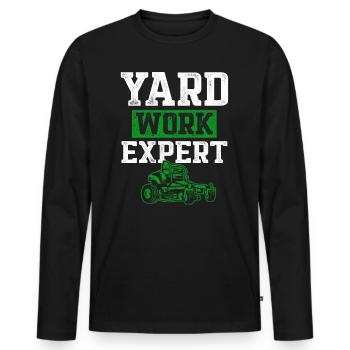 Lawn Mower Mowing Landscaping Landscaper - Men's Premium Organic Long Sleeve Shirt - black - Front - Nico (187cm)