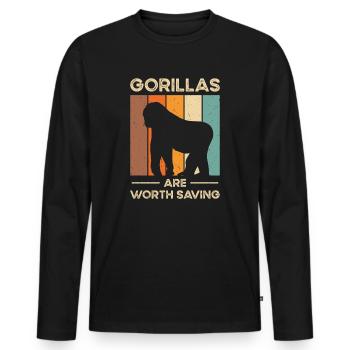 Journée mondiale de la nature Gorille Faune Bien-être animal - T-shirt manches longues Premium bio Homme - noir - Devant - Nico (187cm)