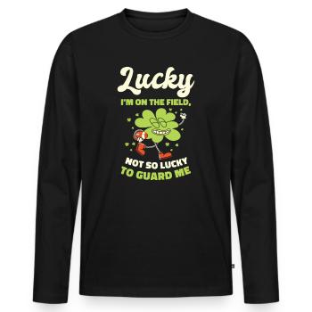 St. Patrick's Day American Football Shamrock - Men's Premium Organic Long Sleeve Shirt - black - Front - Nico (187cm)