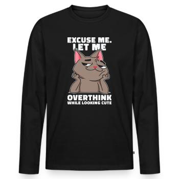 Katzenliebhaber Überdenker Haustier Überdenker - Männer Premium Bio Langarmshirt - Schwarz - Vorne - Nico (187cm)